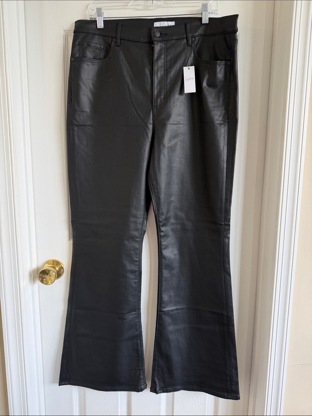 NWT LOFT Black Faux Leather Boot-Cut Pants